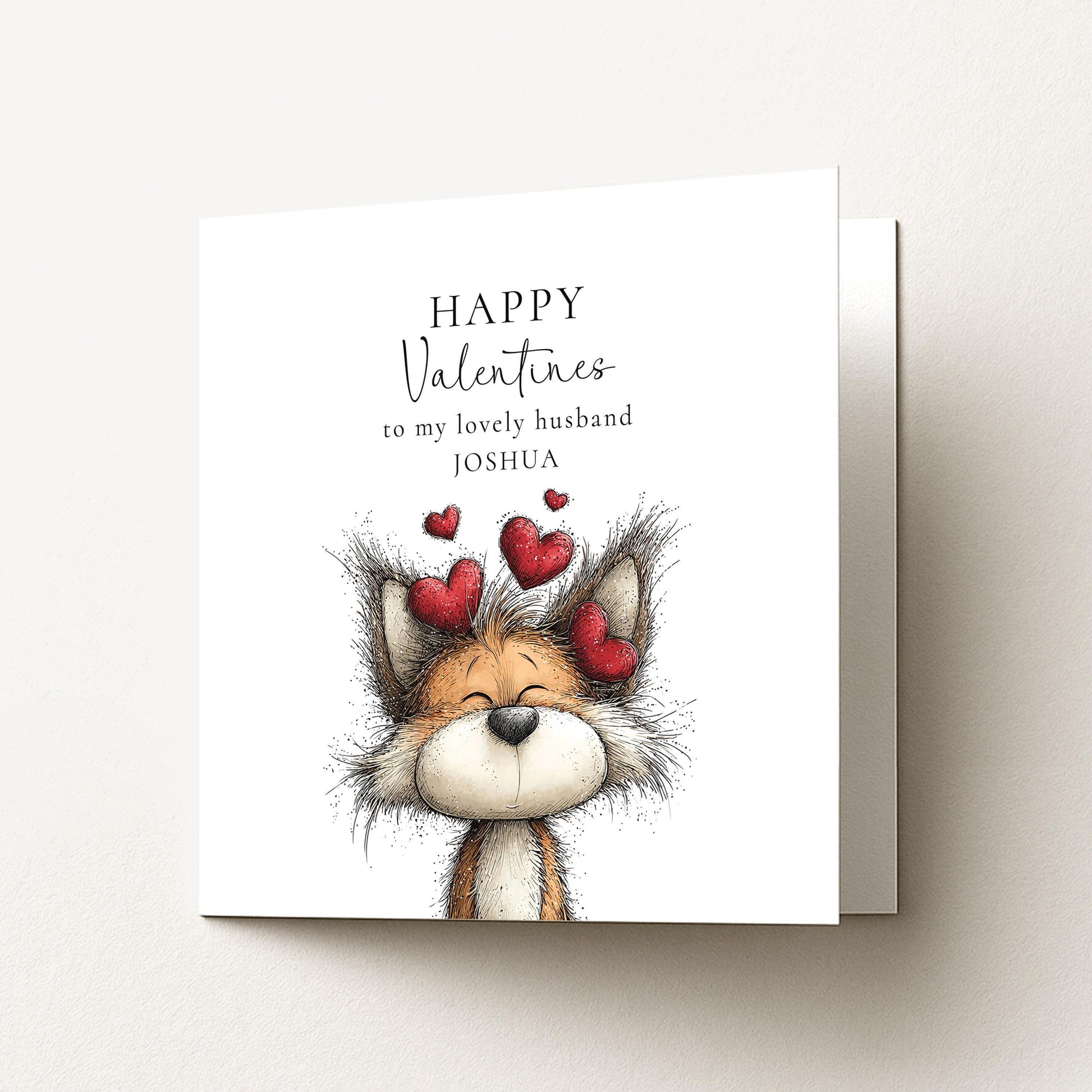 Valentine Card Husband - Personalised Romantic Fox Valentine Card With Soft Matte Finish