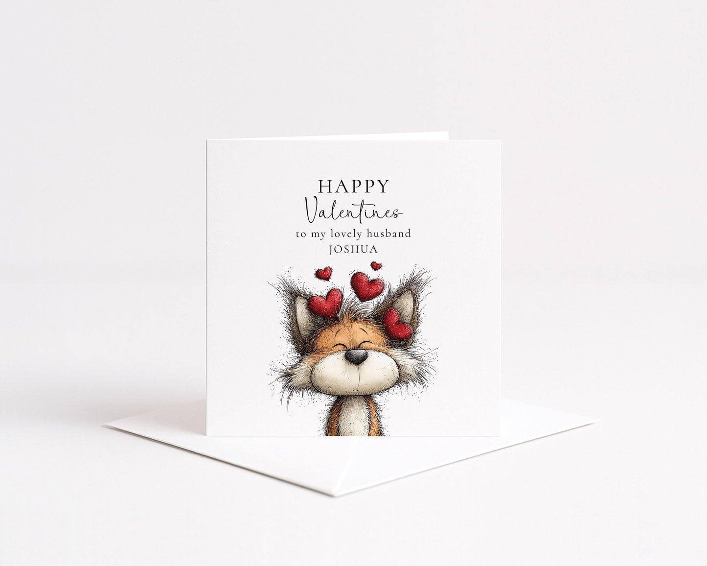 Valentine Card Husband - Personalised Romantic Fox Valentine Card With Soft Matte Finish
