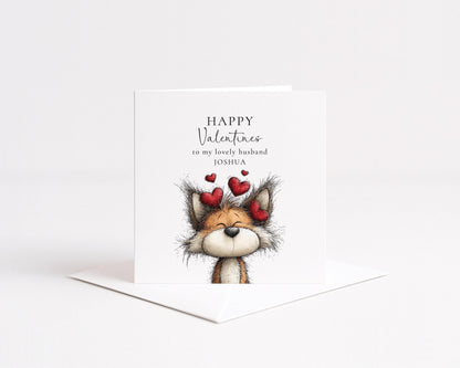 Valentine Card Husband - Personalised Romantic Fox Valentine Card With Soft Matte Finish