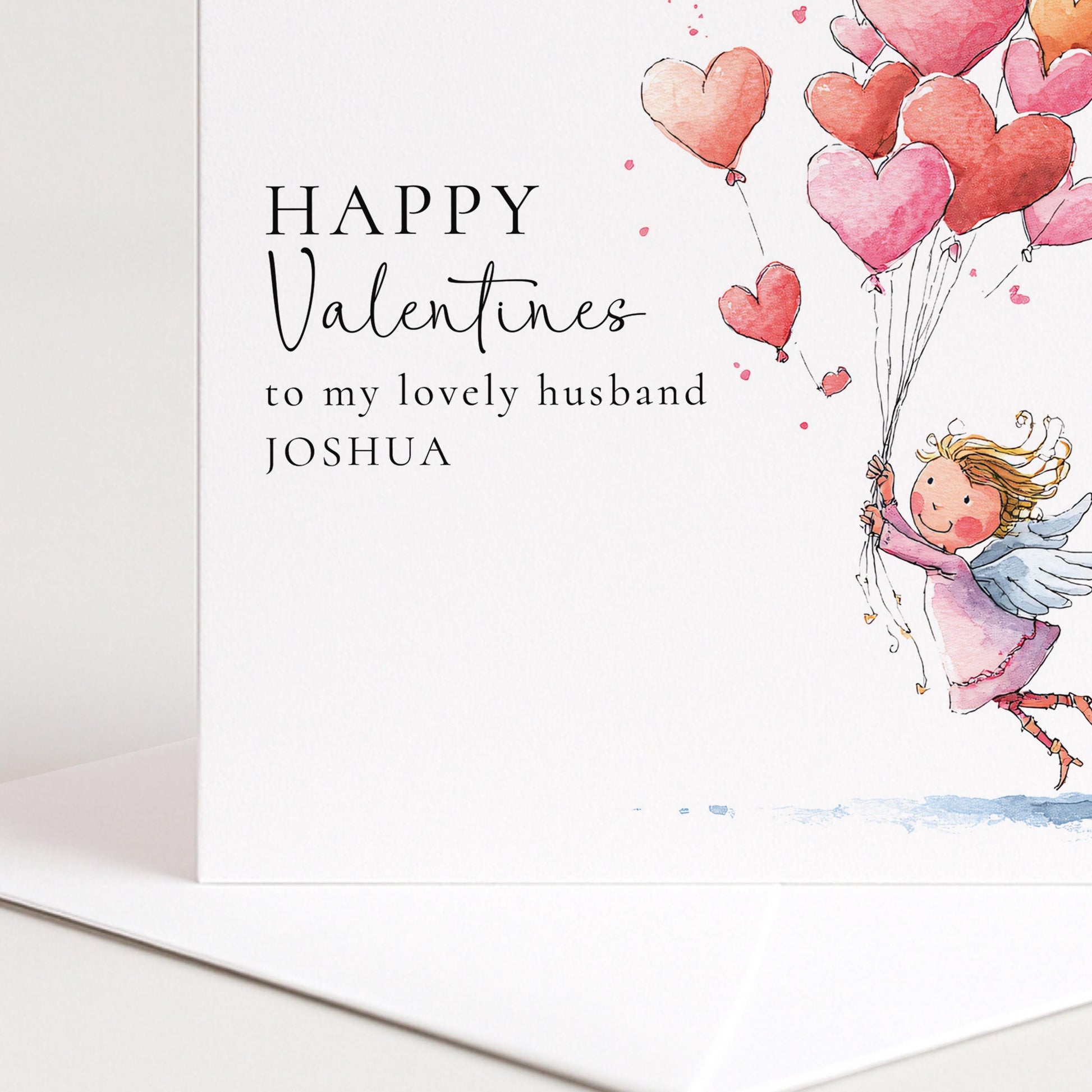Valentine’s Card For Husband - Personalised Romantic Love Card With Floating Heart Balloons