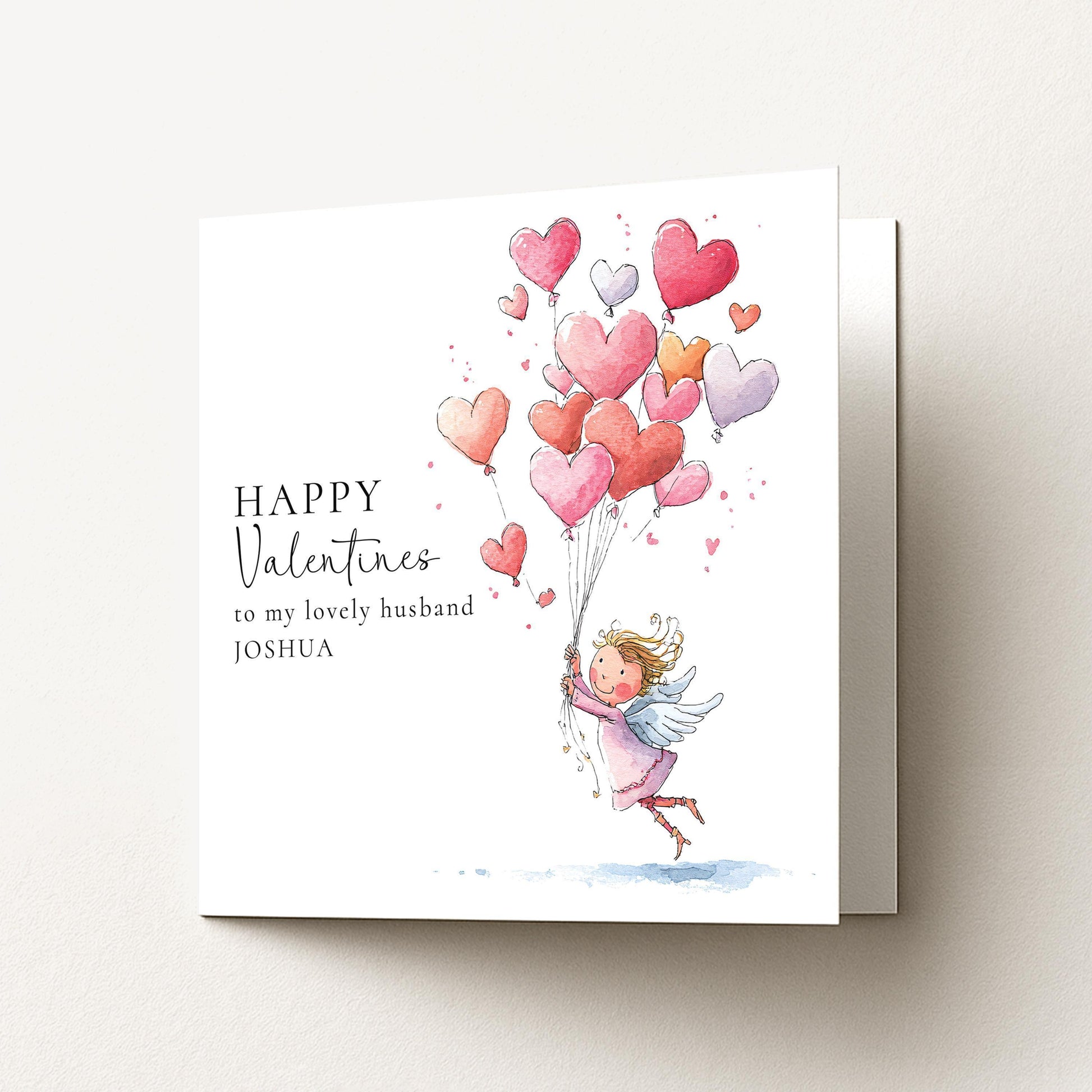 Valentine’s Card For Husband - Personalised Romantic Love Card With Floating Heart Balloons