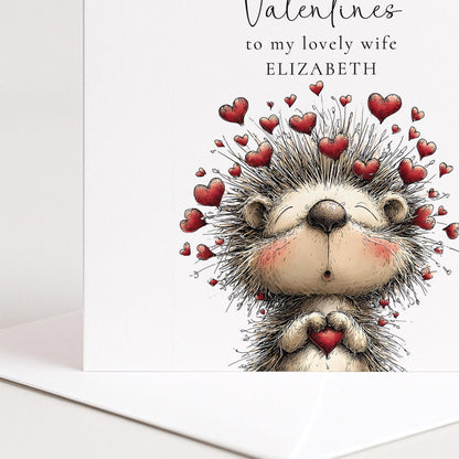 Valentine’s Card For Wife – Personalised Love Card With Cute Hedgehog Design