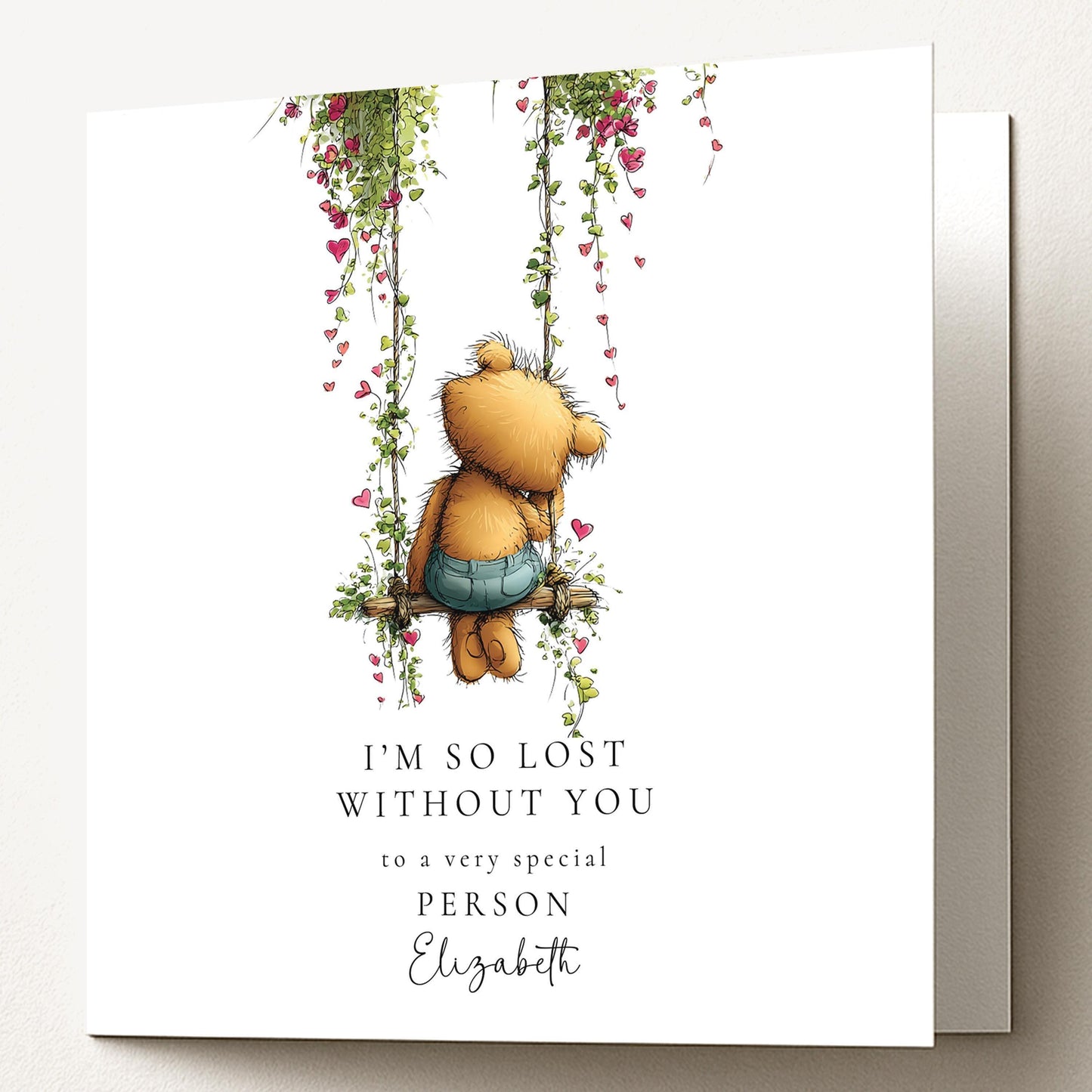 Valentines Day Card - Emotional Greeting With Teddy Bear & Heartfelt Message