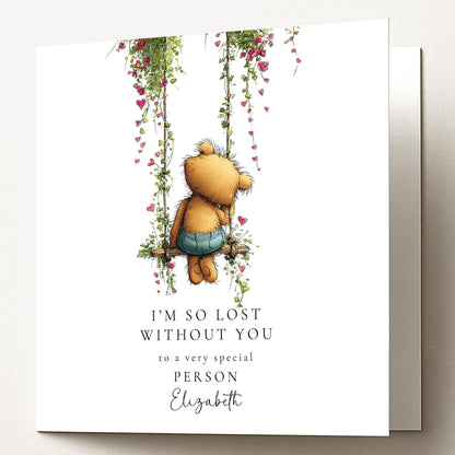 Valentines Day Card - Emotional Greeting With Teddy Bear & Heartfelt Message