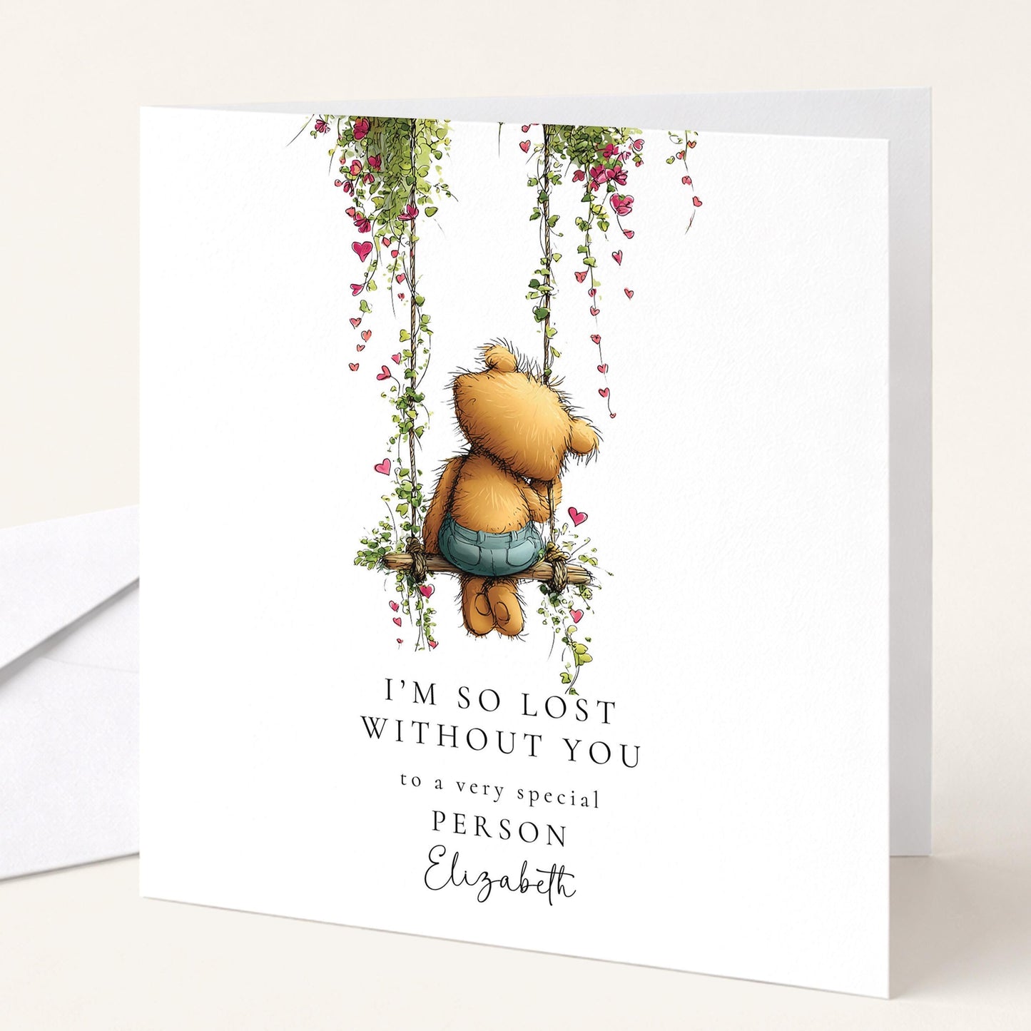Valentines Day Card - Emotional Greeting With Teddy Bear & Heartfelt Message