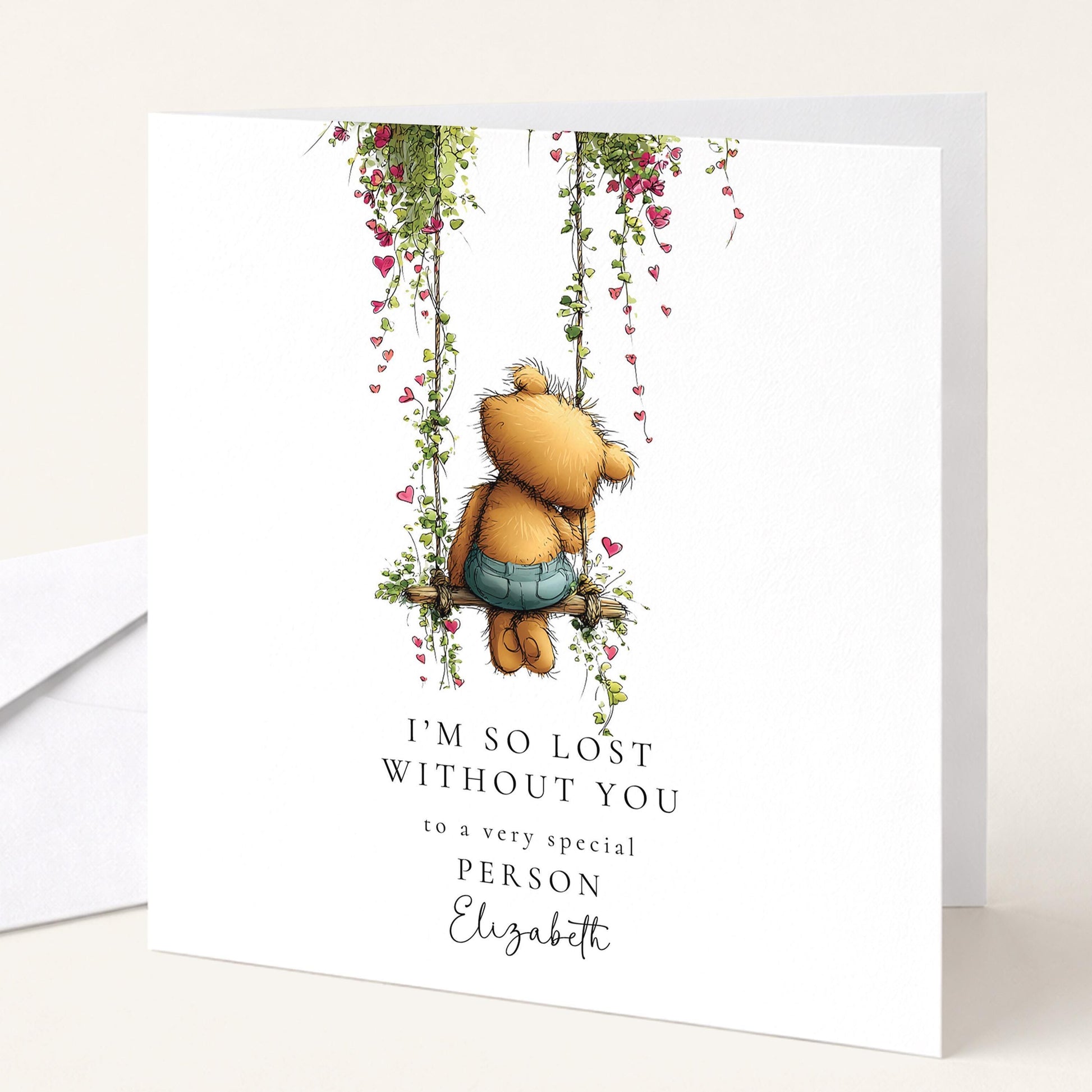 Valentines Day Card - Emotional Greeting With Teddy Bear & Heartfelt Message
