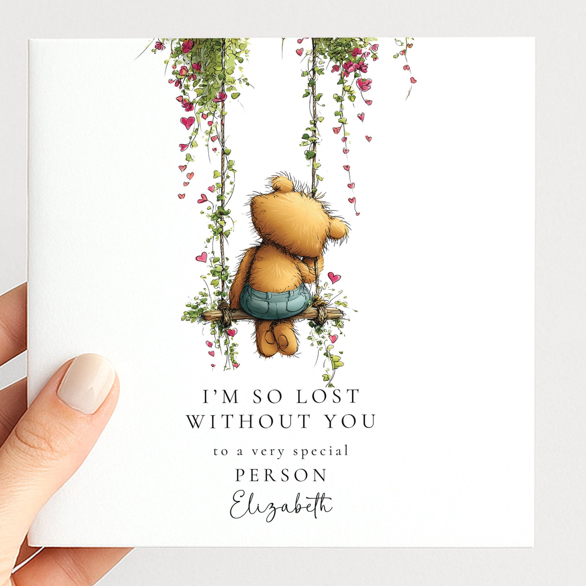 Valentines Day Card - Emotional Greeting With Teddy Bear & Heartfelt Message