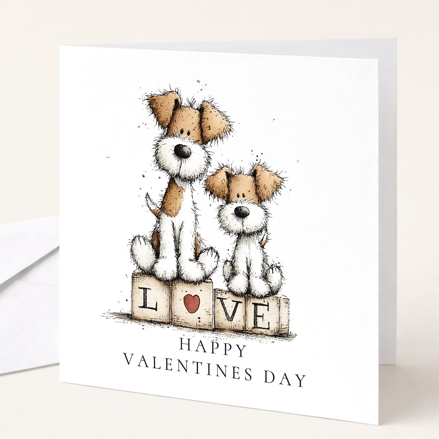 Valentines Day Card Featuring Dog Valentine Card | Sweet Romantic Keepsake