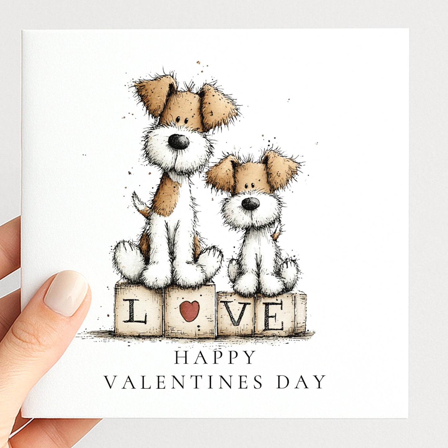 Valentines Day Card Featuring Dog Valentine Card | Sweet Romantic Keepsake