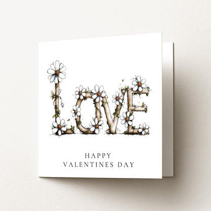 Valentines Day Card - Floral Love Greeting Card With Soft Matte Finish