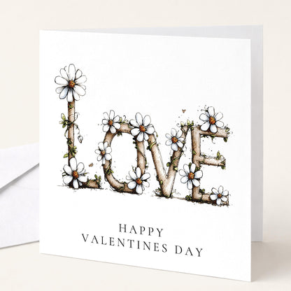Valentines Day Card - Floral Love Greeting Card With Soft Matte Finish