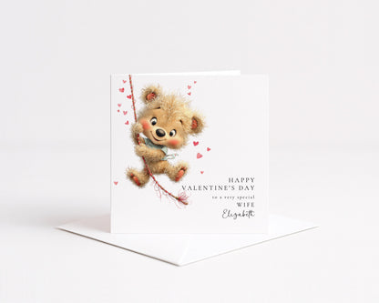 Valentine’s Day Card – Personalised Teddy Bear Valentine For Wife – Romantic Keepsake