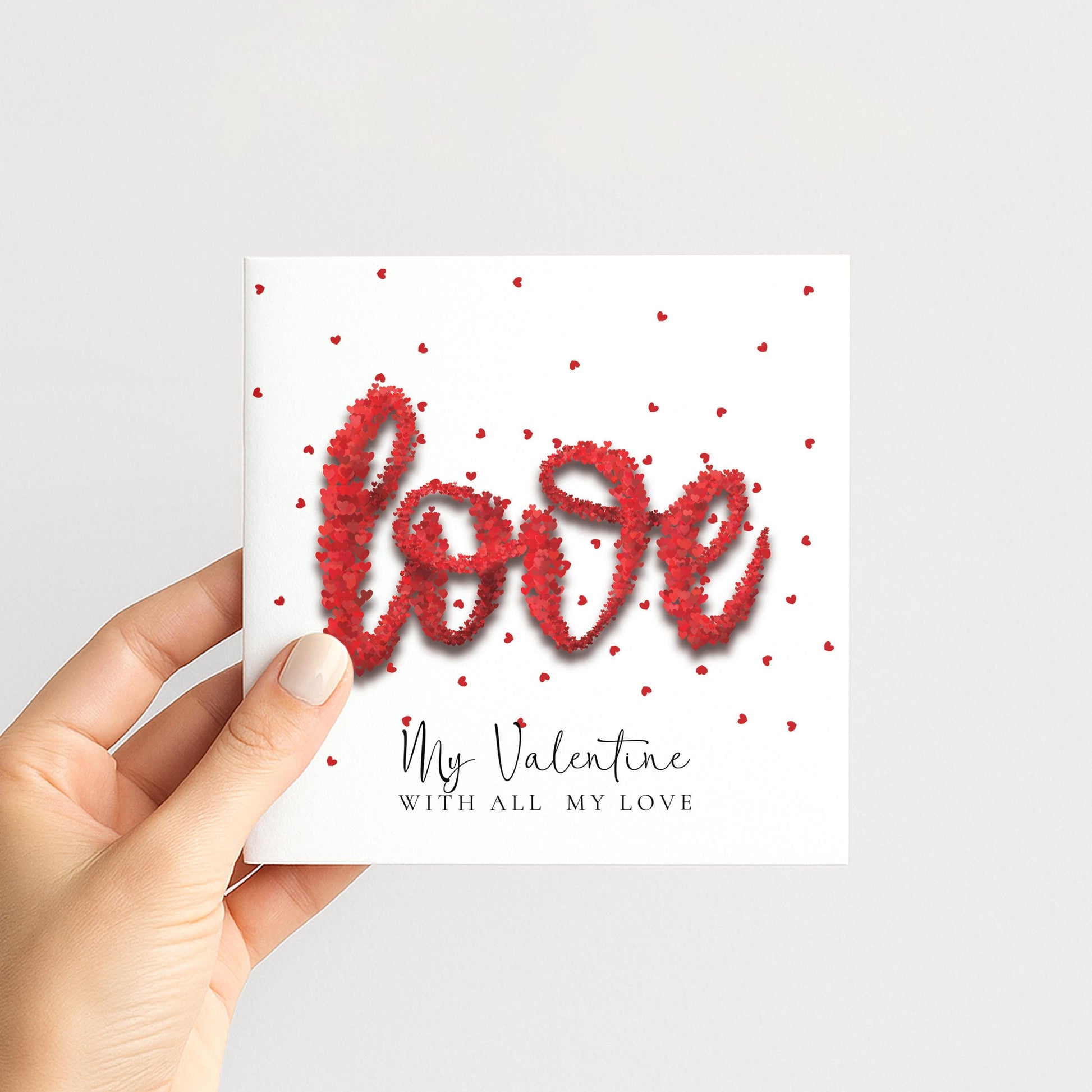 Valentine's Day Card - Romantic Love Heart Design on Premium Matte Card