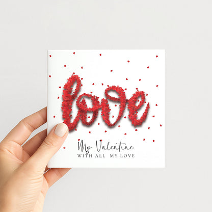 Valentine's Day Card - Romantic Love Heart Design on Premium Matte Card