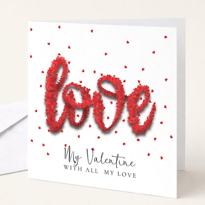 Valentine's Day Card - Romantic Love Heart Design on Premium Matte Card