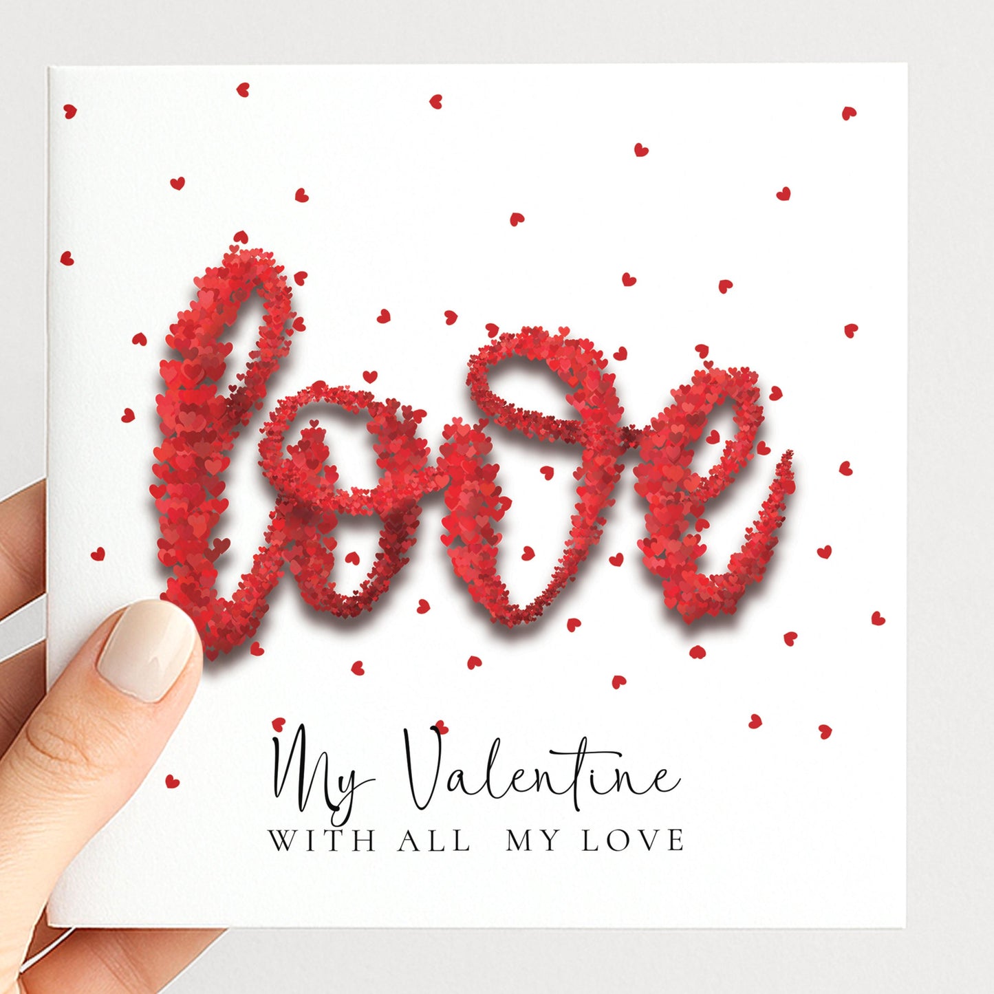 Valentine's Day Card - Romantic Love Heart Design on Premium Matte Card