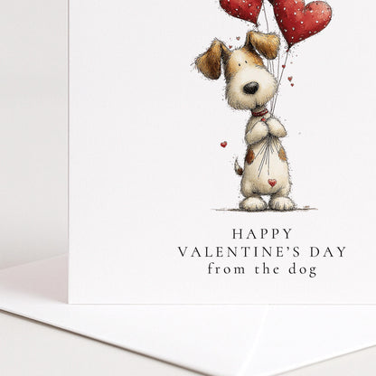 Valentines Dog Card – Premium Quality Folded Greeting Card With Heart Balloons