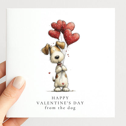 Valentines Dog Card – Premium Quality Folded Greeting Card With Heart Balloons