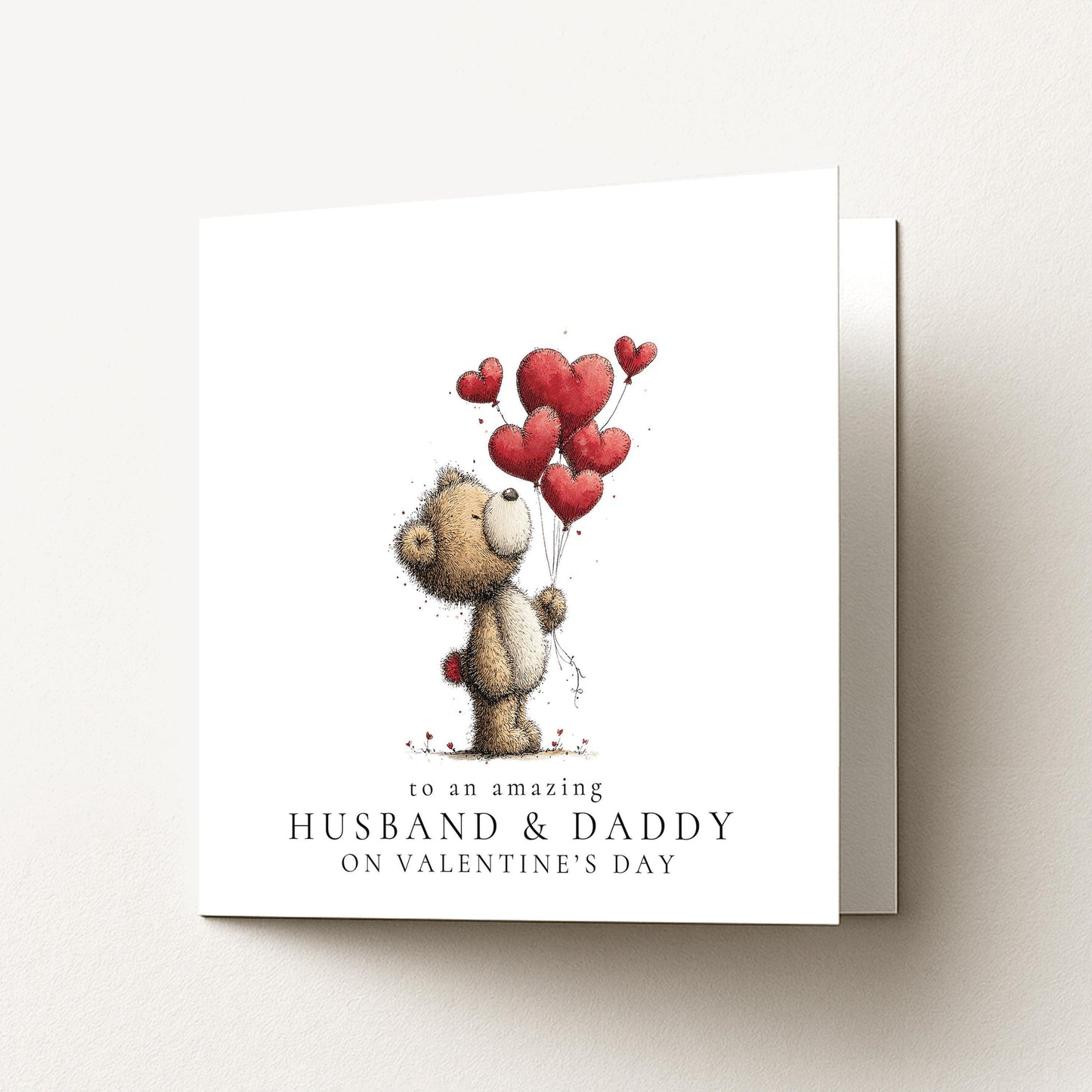 Valentines Husband Card - Personalised Cute Dad Valentine With Heart Balloons