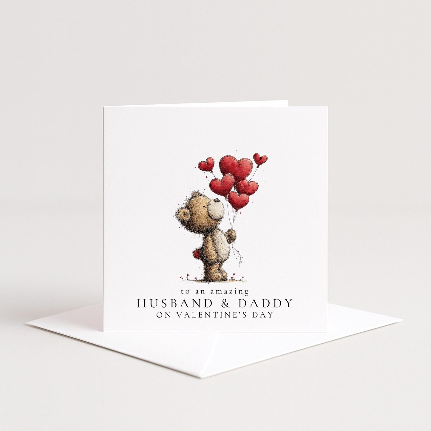 Valentines Husband Card - Personalised Cute Dad Valentine With Heart Balloons