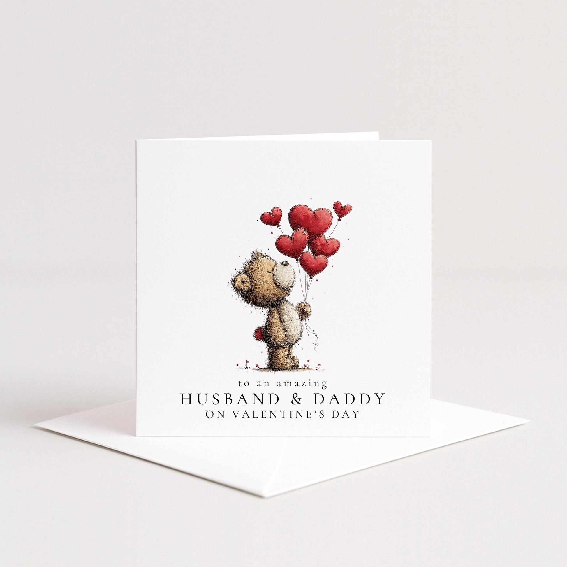 Valentines Husband Card - Personalised Cute Dad Valentine With Heart Balloons