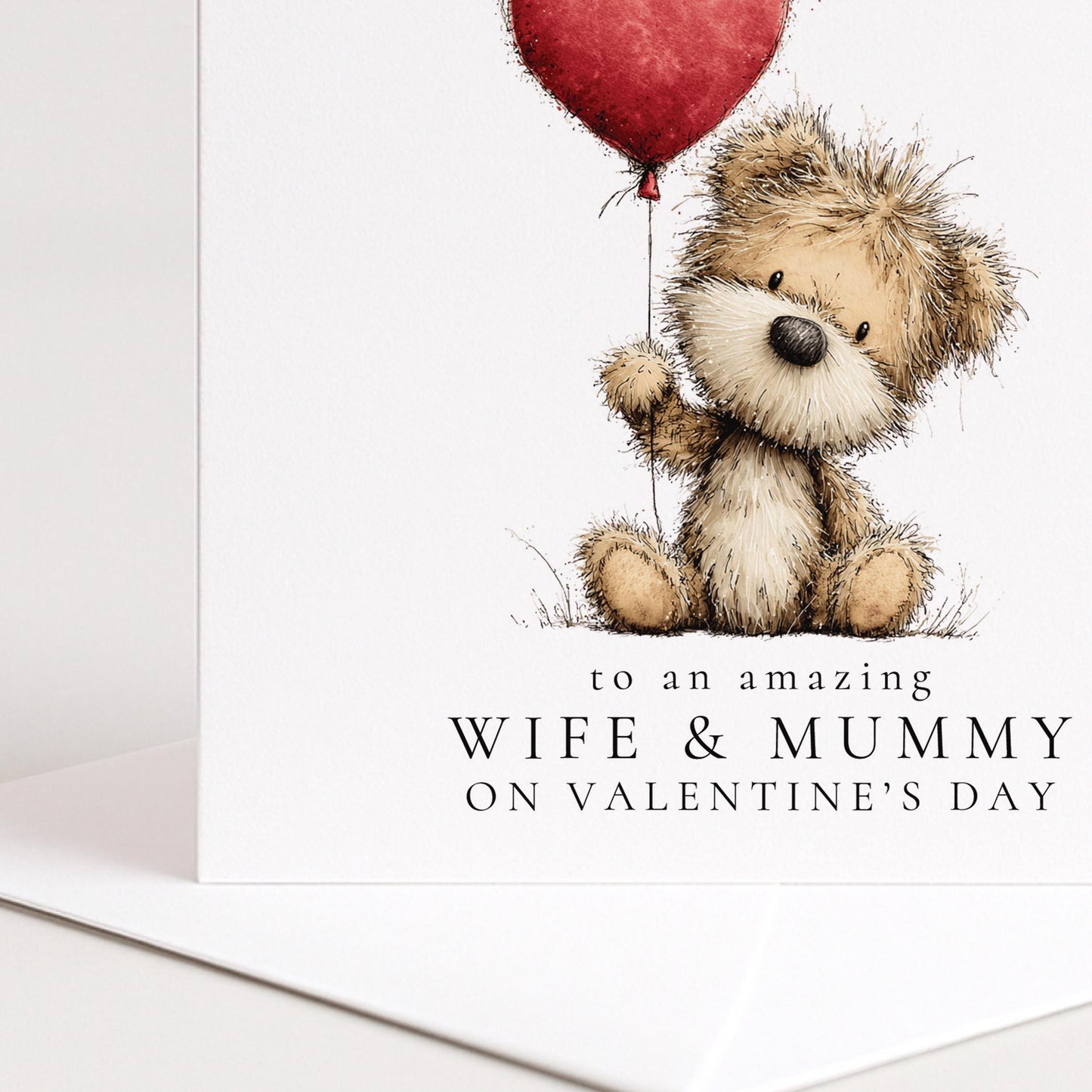 Valentines Wife Mummy Card – Personalised Heart Balloon Card For Wife And Mum