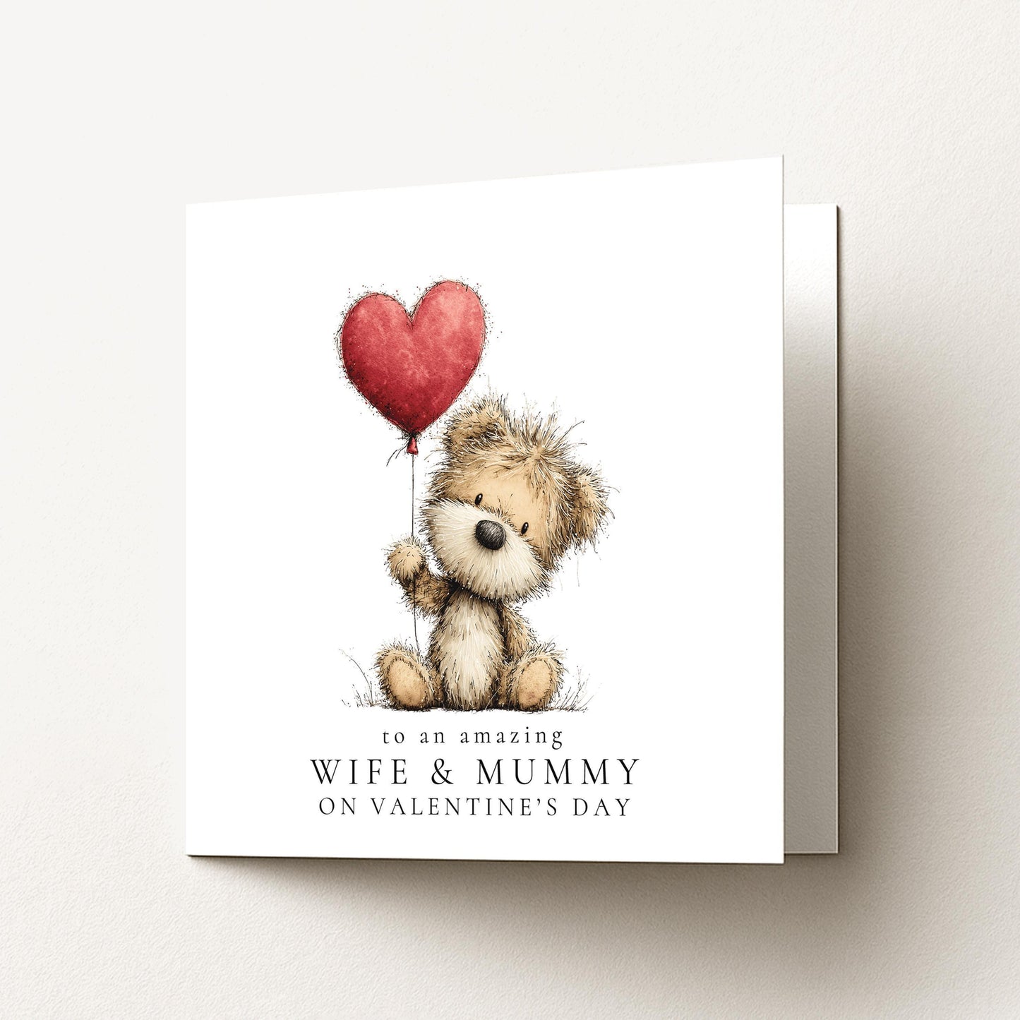 Valentines Wife Mummy Card – Personalised Heart Balloon Card For Wife And Mum
