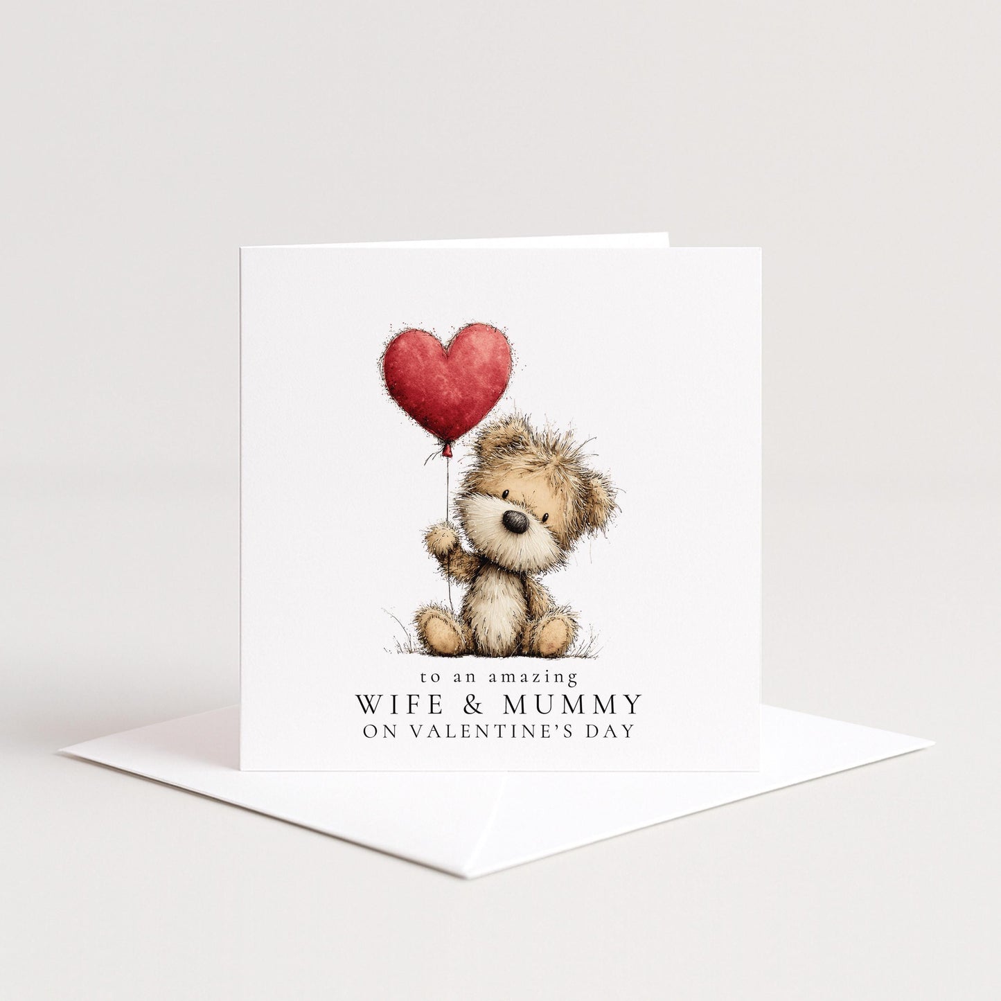 Valentines Wife Mummy Card – Personalised Heart Balloon Card For Wife And Mum