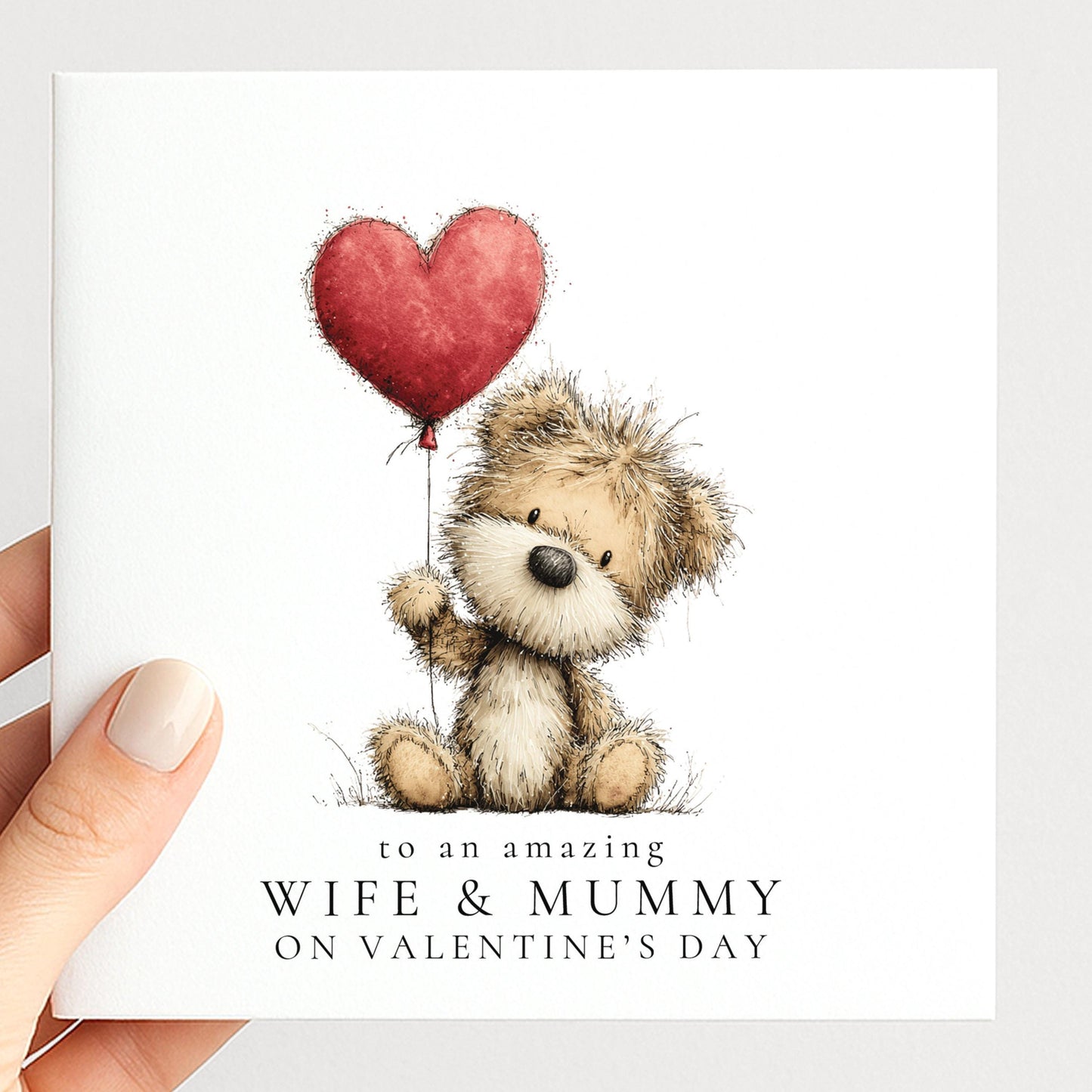 Valentines Wife Mummy Card – Personalised Heart Balloon Card For Wife And Mum