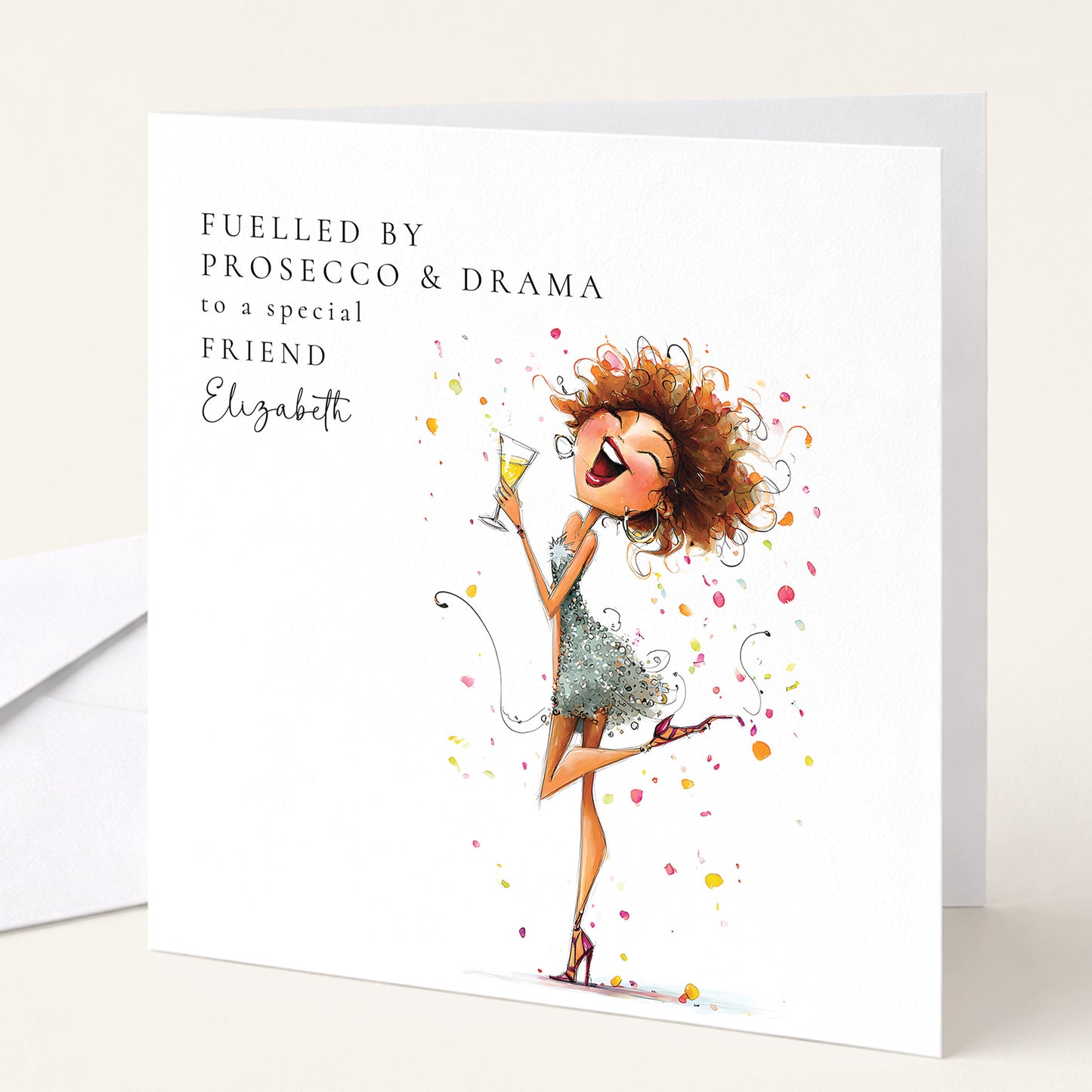 Funny Birthday Card for Friend — Fuelled by Prosecco & Drama