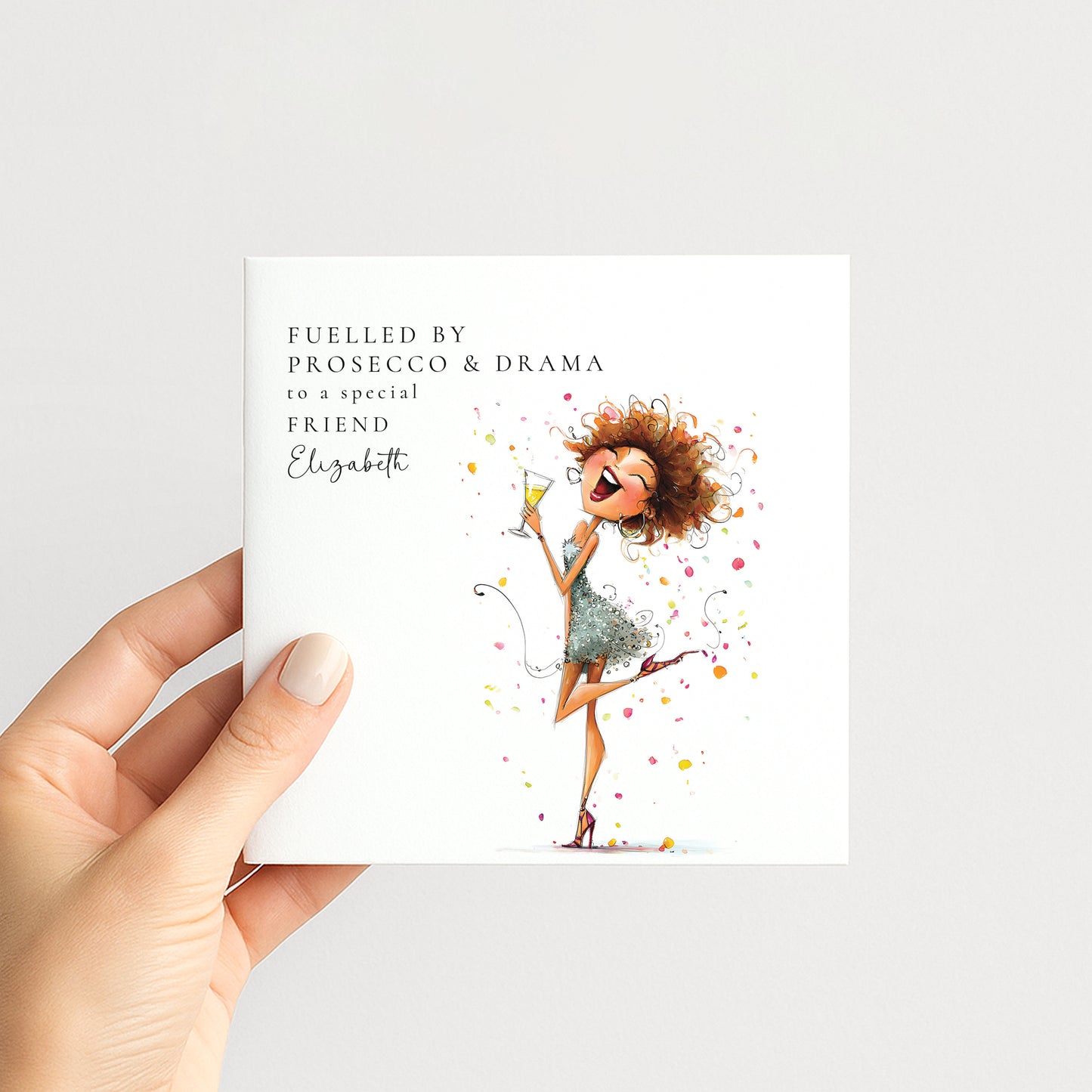 Funny Birthday Card for Friend — Fuelled by Prosecco & Drama