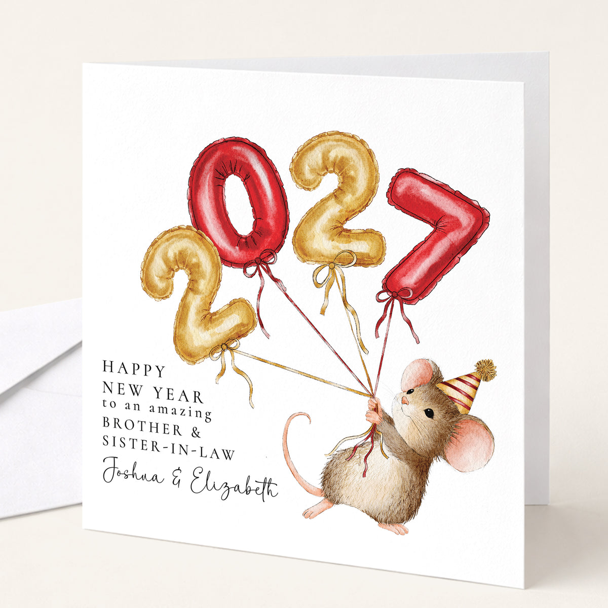 Personalised Happy New Year 2027 Hand Drawn Xmas Card