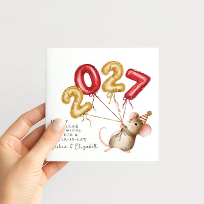 Personalised Happy New Year 2027 Hand Drawn Xmas Card