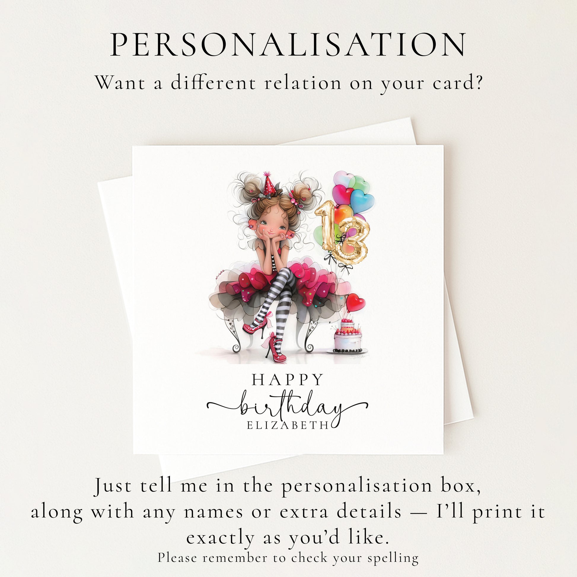 Girls 13th Birthday Card - Whimsi Lilley