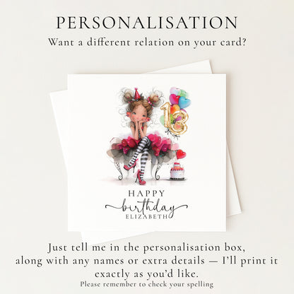 Girls 13th Birthday Card - Whimsi Lilley