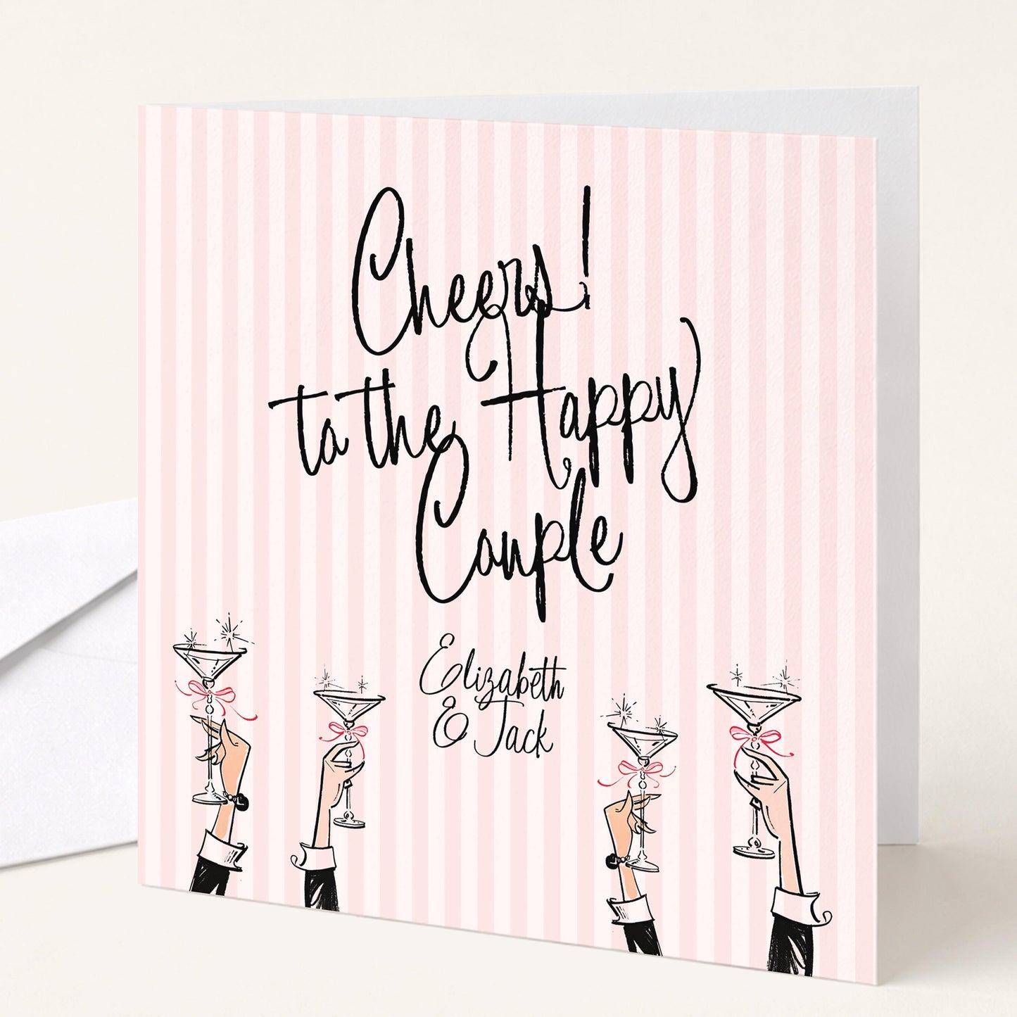 Wedding Card Couple – Personalised Pink Modern Celebration Greeting Card