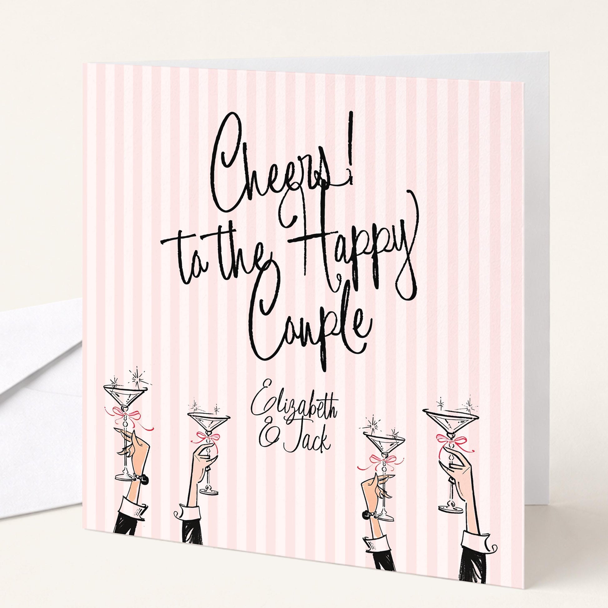 Wedding Card Couple – Personalised Pink Modern Celebration Greeting Card