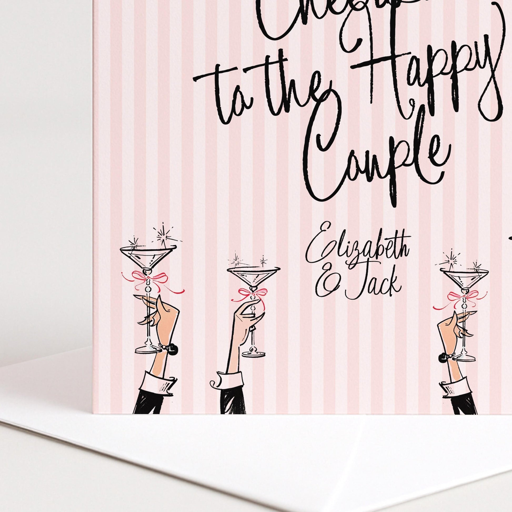 Wedding Card Couple – Personalised Pink Modern Celebration Greeting Card