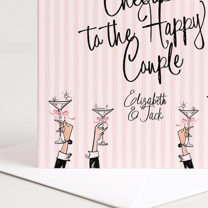 Wedding Card Couple – Personalised Pink Modern Celebration Greeting Card