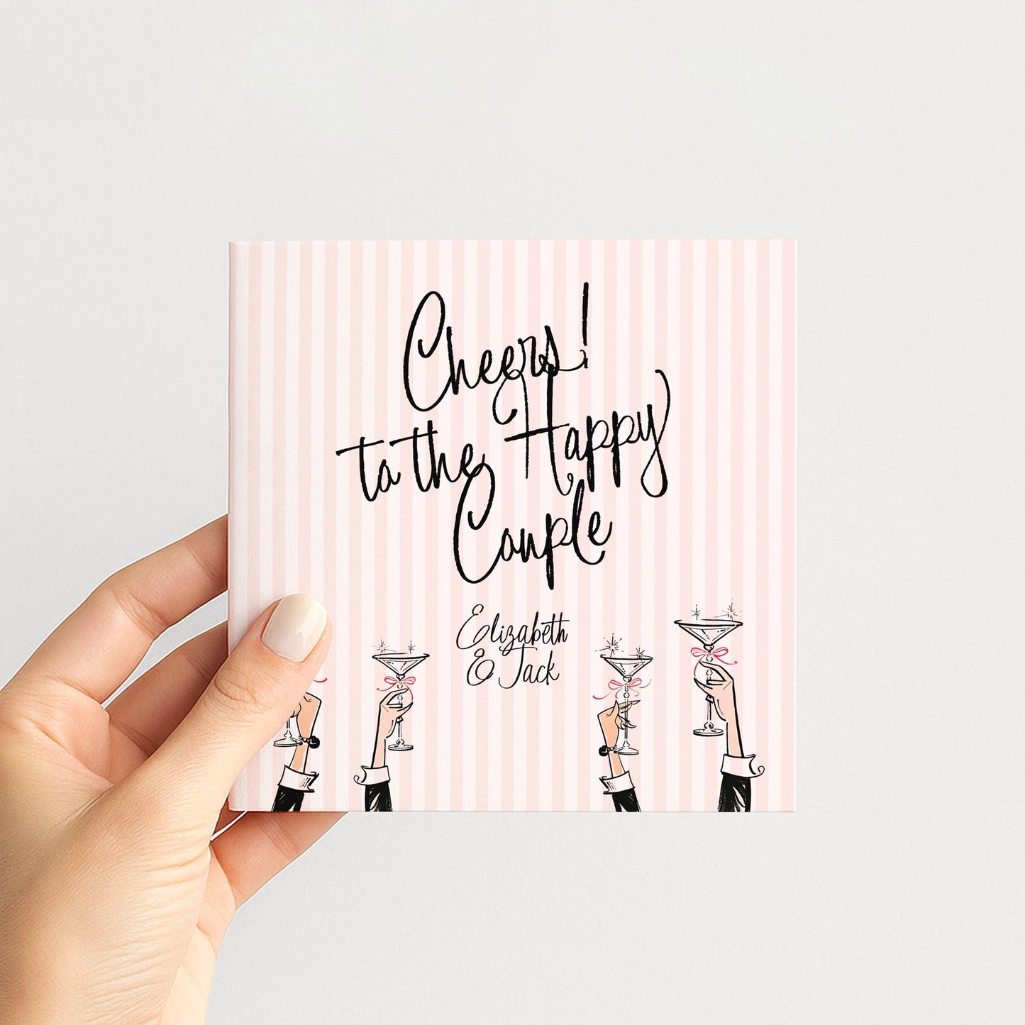 Wedding Card Couple – Personalised Pink Modern Celebration Greeting Card