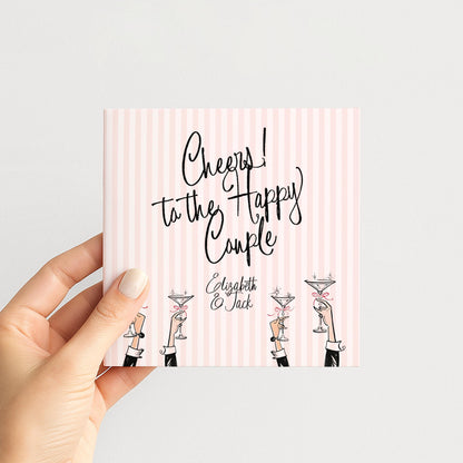 Wedding Card Couple – Personalised Pink Modern Celebration Greeting Card