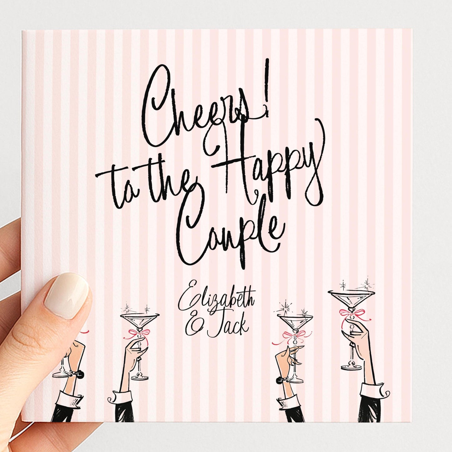 Wedding Card Couple – Personalised Pink Modern Celebration Greeting Card