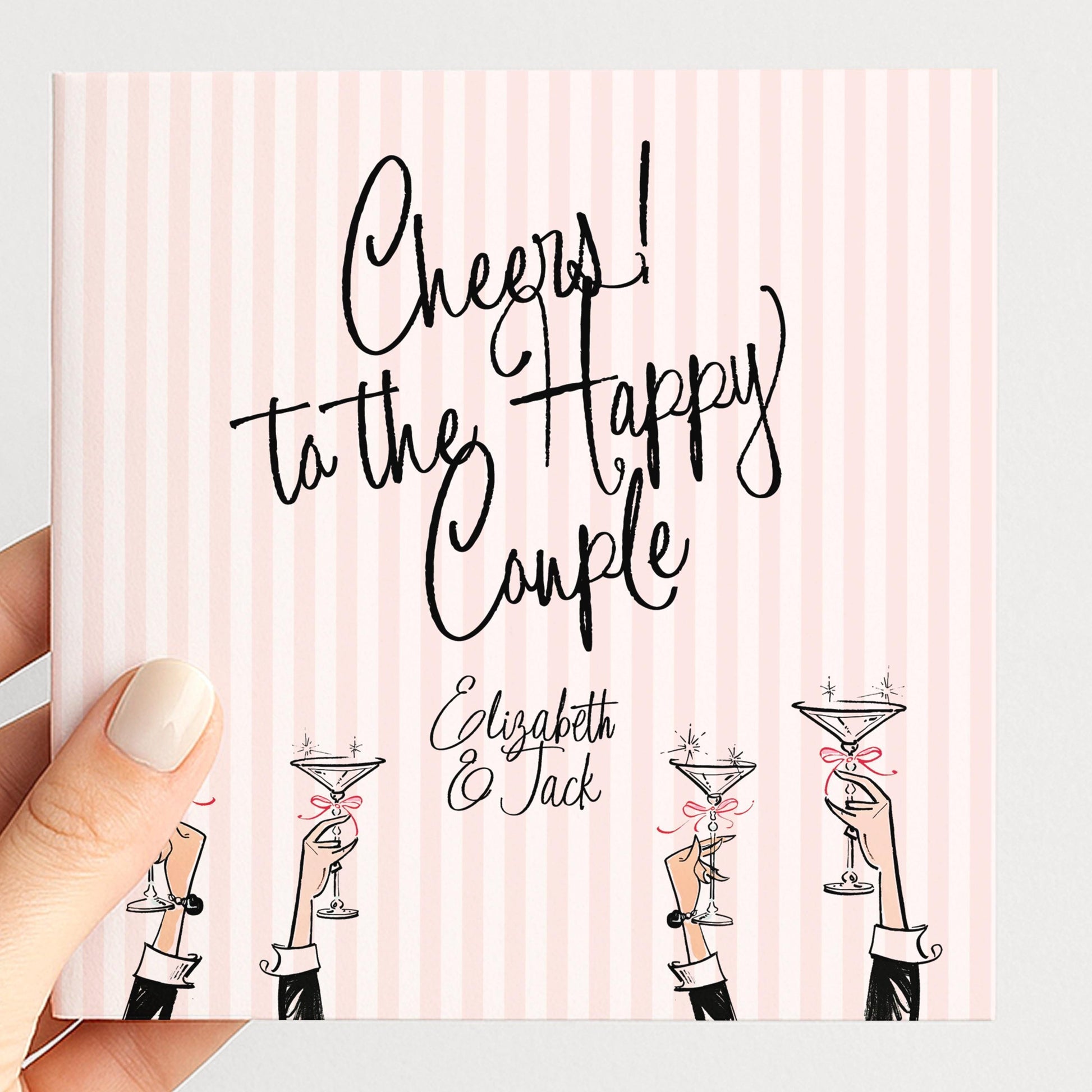 Wedding Card Couple – Personalised Pink Modern Celebration Greeting Card