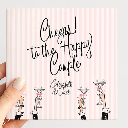 Wedding Card Couple – Personalised Pink Modern Celebration Greeting Card