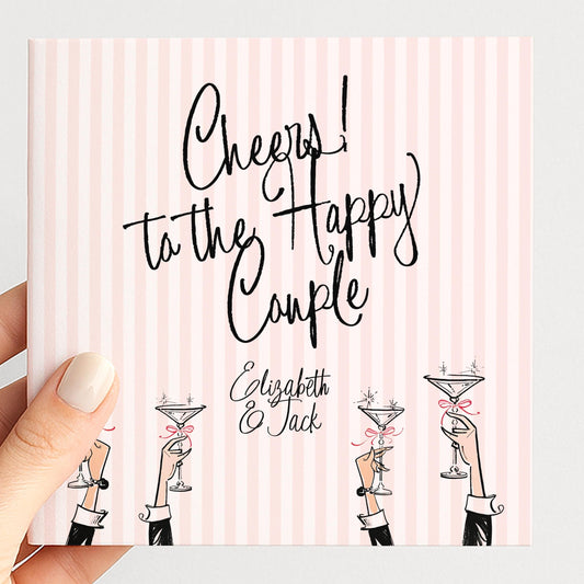 Wedding Card Couple – Personalised Pink Modern Celebration Greeting Card