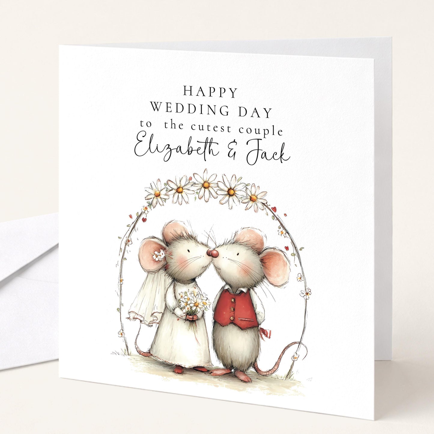 Wedding Card Couple – Personalised Romantic Floral Wedding Day Keepsake