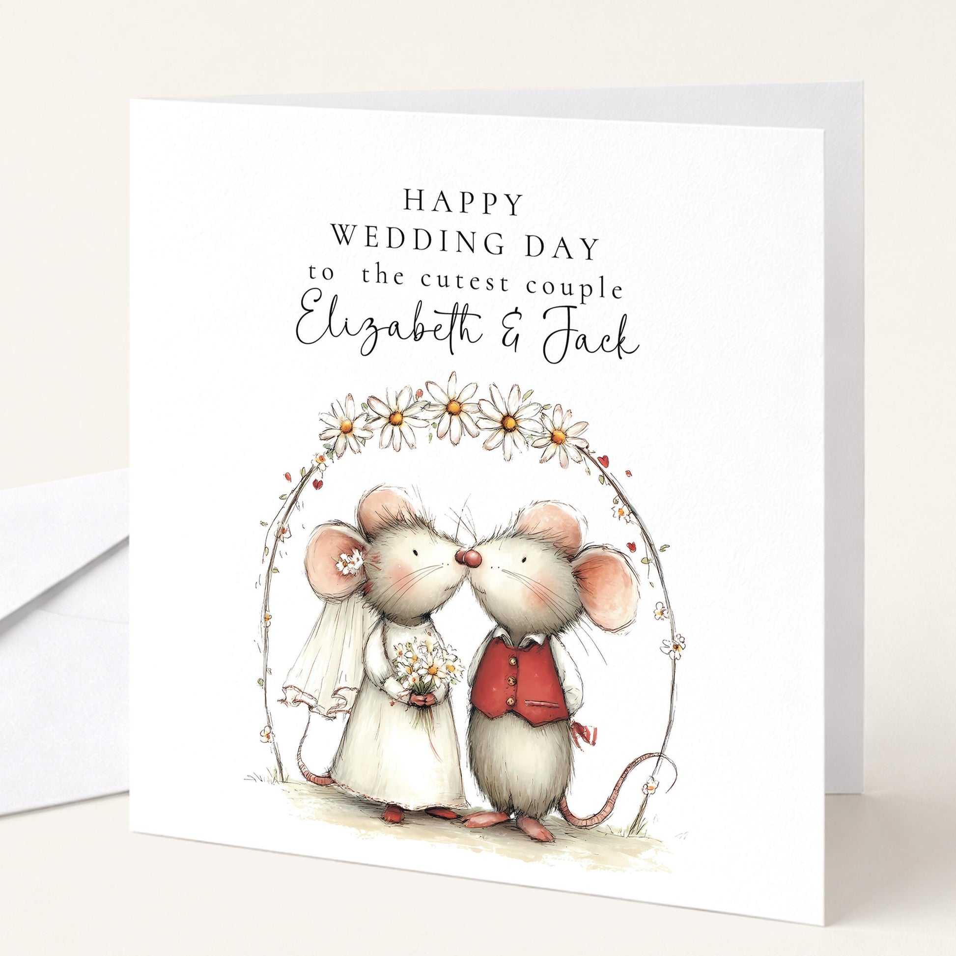 Wedding Card Couple – Personalised Romantic Floral Wedding Day Keepsake