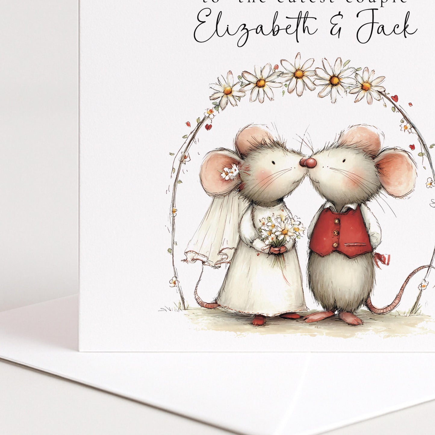 Wedding Card Couple – Personalised Romantic Floral Wedding Day Keepsake