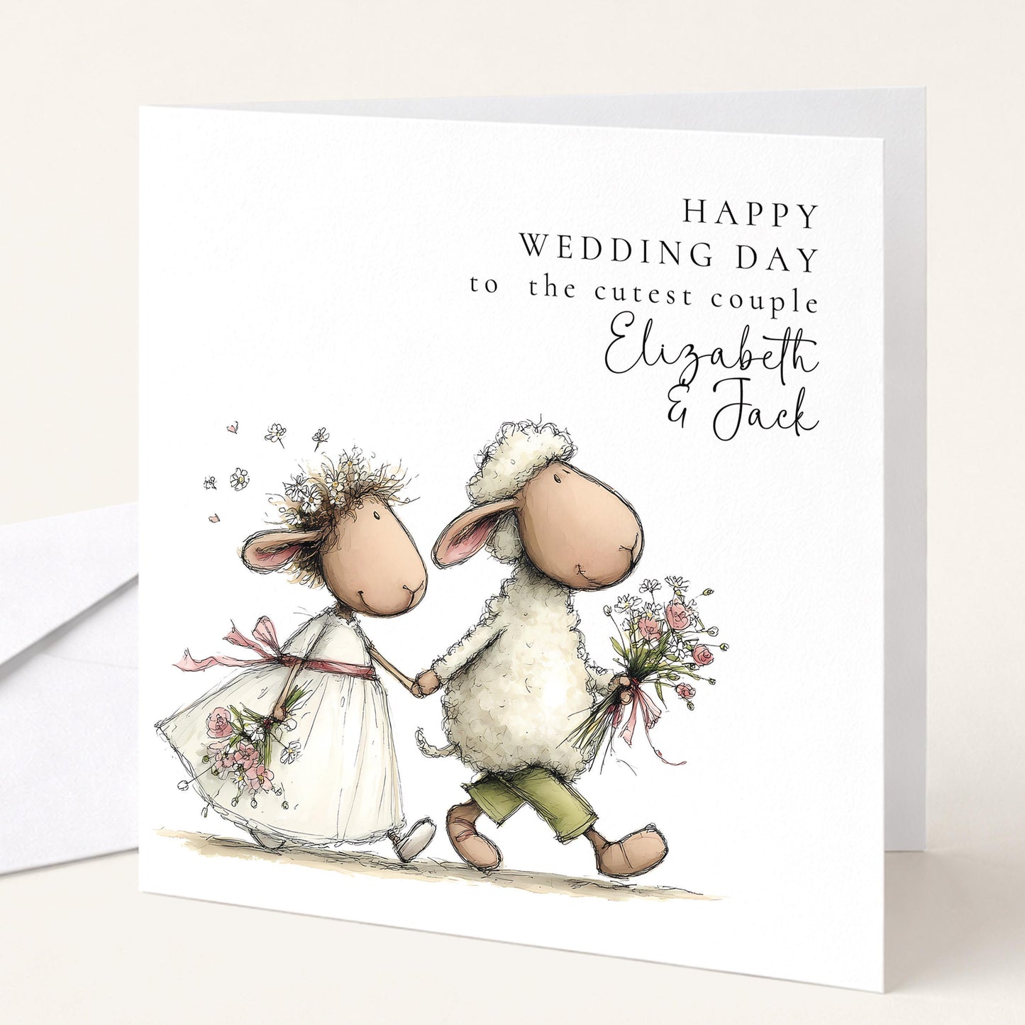 Wedding Card Couple – Personalised Romantic Matte Finish Card with Bride and Groom