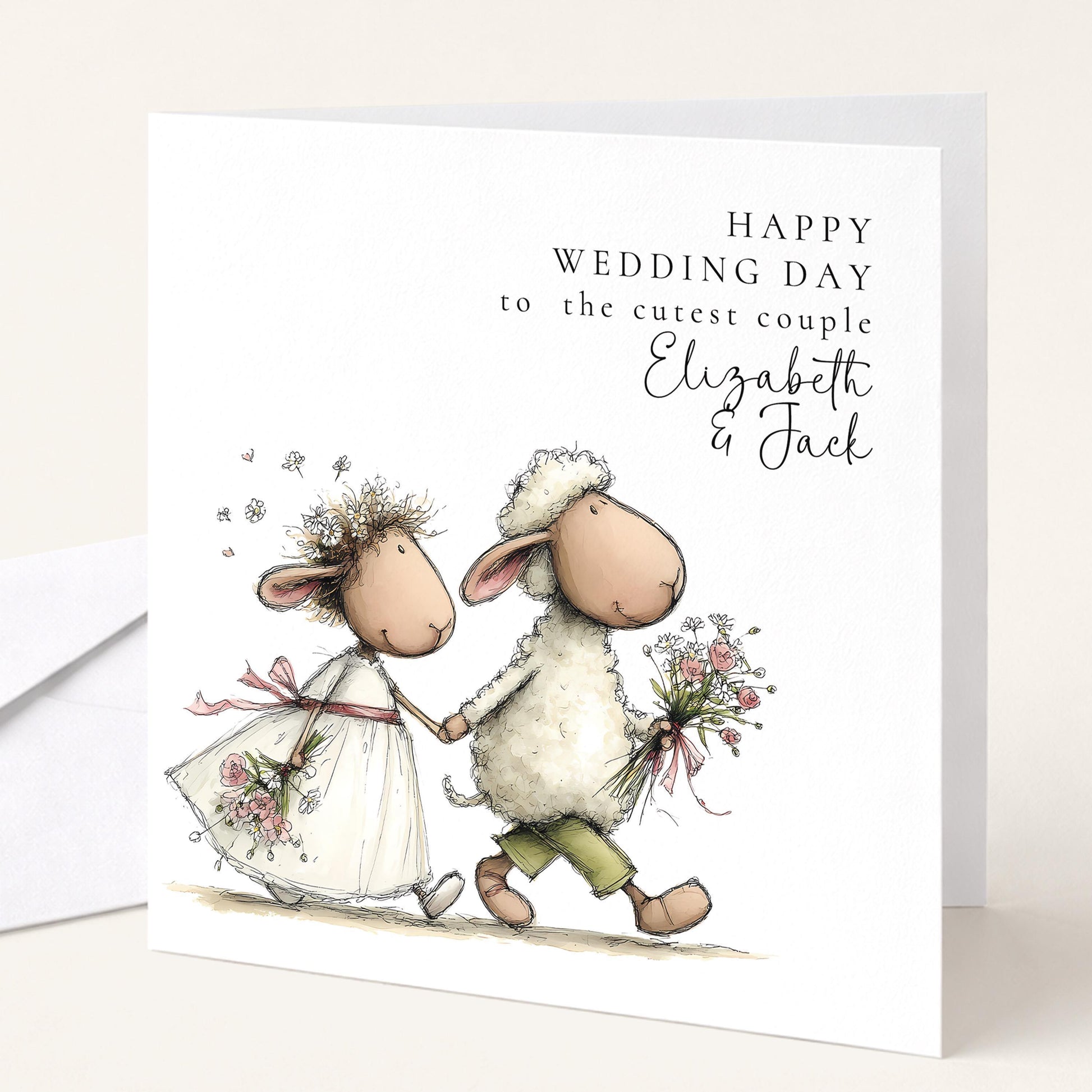 Wedding Card Couple – Personalised Romantic Matte Finish Card with Bride and Groom